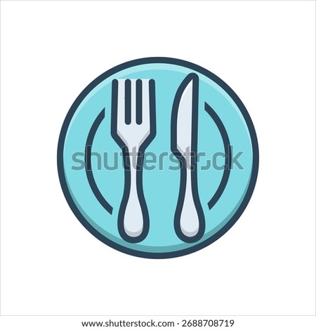 Vector color shadow icon for knife fork