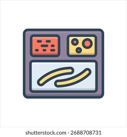 Icono de sombra de color de Vector para bandeja de comida