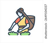 Vector color shadow icon for rural woman