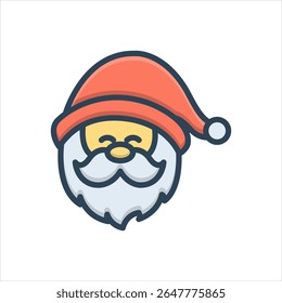 Ícone de sombra de cor de vetor para santa claus