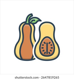 Icono de sombra de color de Vector para calabaza