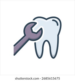 Vector color shadow icon for teeth restoration