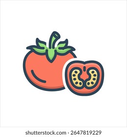 Icono de sombra de color de Vector para tomates