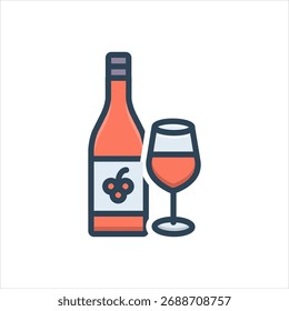 Icono de sombra de color de Vector para copa de vino