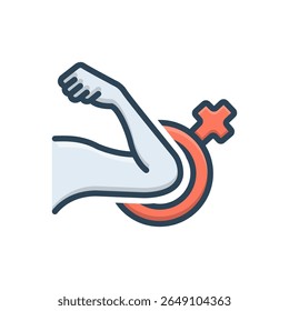 Vector color shadow icon for woman strength