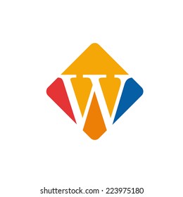 Vector color sign initial letter W 