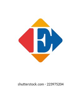 Vector color sign initial letter E 