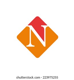 Vector color sign initial letter N 