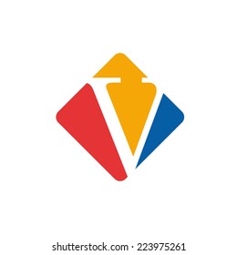 Vector color sign initial letter V 