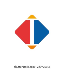 Vector color sign initial letter I 