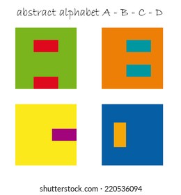Vector color signs initial letter A, B, C, D