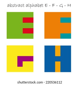 Vector color signs initial letter E, F, G, H