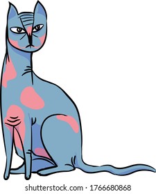 Vektorfarbsilhouette der
sphynx-Katze, einzeln auf weißem Hintergrund