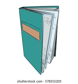 Vector color sketch of book. Hand draw illustration.