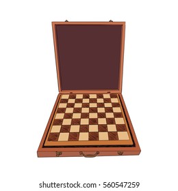 Vector color sketch of box with Chess board. Hand draw illustration.