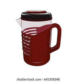 Vector color sketch of carafe. Hand drawn illustration.