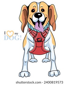 Vector color sketch of cartoon dog Jack Russell Terrier breed