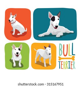 Vector color sketch of cheerful smiling Excellent Bull Terrier. 