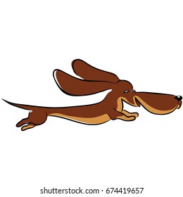 vector color sketch of decorative cartoon dachshund dog