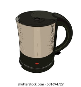Vector color sketch of electric kettle. Hand draw illustration.