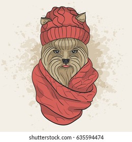 Vector color sketch of elegant dog