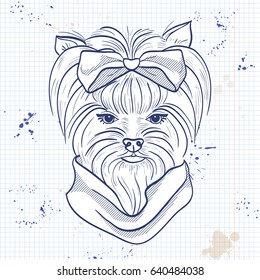 Vector color sketch of elegant dog