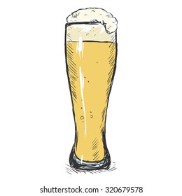Vector Color Sketch Glass of Light Beer