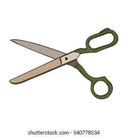 Vector color sketch of kitchen scissors. Hand draw illustration.