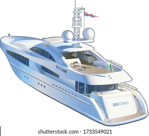 Vector color sketch of a modern yacht