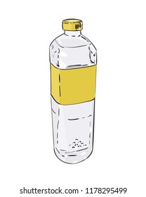 Vector color sketch of plastic bottle. Hand draw illustration isolated on white background.