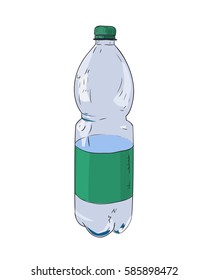 Vector color sketch of plastic bottle. Hand drawn illustration.