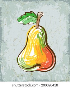 Vector color sketch of the ripe pear.