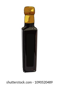 Vector color sketch of sauce or juice bottle. Hand draw illustration.