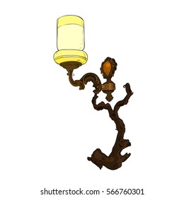 Vector color sketch of sconce. Hand draw illustration.