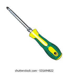 Vector color sketch of screwdriver. Hand draw illustration.