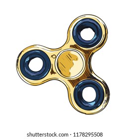 Vector color sketch of spinner. Hand drawn illustration on white background