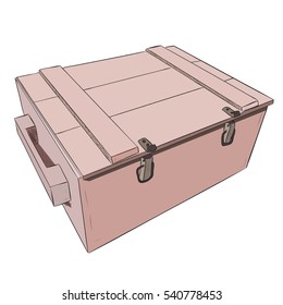 Vector color sketch of wooden boxes. Set of open and closed boxes. Hand draw illustration.