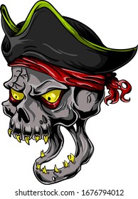 Vector color skull of a pirate in a hat