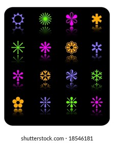 vector color snowflakes icon set