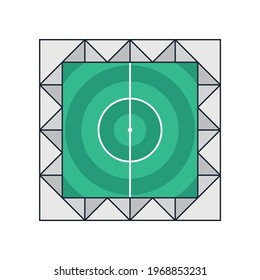 Vector color soccer stadium icon with roof and circular grass texture. Football illustration.