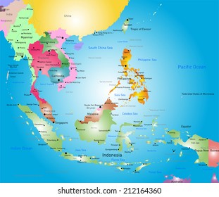 Vector Color Southeast Asia Map