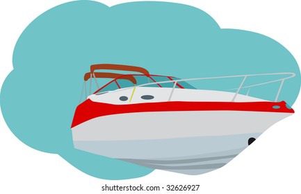 vector - color speed ship on blue cloud