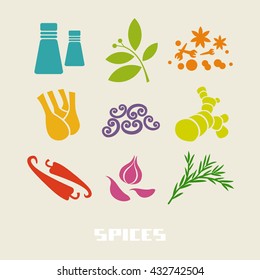 Vector color spices and herbs icon. Food color simple sign for menu and market. Healthy lifestyle illustration for print, web