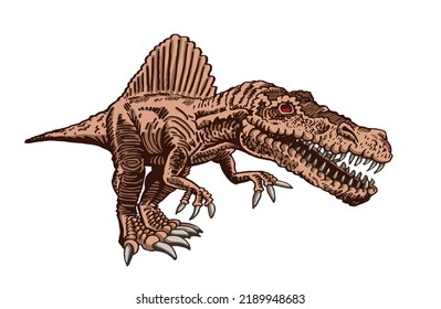 Vector color spinosaurus isolated on white,dinosaur for printing , tattoo and design