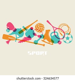 Vector color sport equipment icon. Healthy lifestyle concept sign. Fitness illustration for print, web