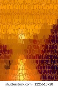 Vector color stained-glass window style illustration of the sunset. A stylish mosaic background, the sunset over the trees.