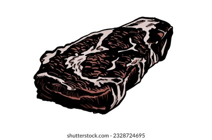 Vector color steak isolated on white , grilled meat illustration, food element