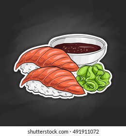 Vector color sticker, Sake Nigiri Sushi