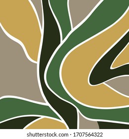 Vector color striped wave pattern.Thin and wide wavy lines.Abstract texture orange, yellow, green, brawn beige, white  background. Use for textiles, clothing, wallpapers, print, wrapping paper