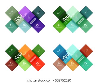 Vector color stripes infographics templates with sample option text, isolated on white. Geometric business abstract layouts for your message or figure presentation